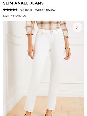 Talbots Slim Ankle curvy Jeans in White